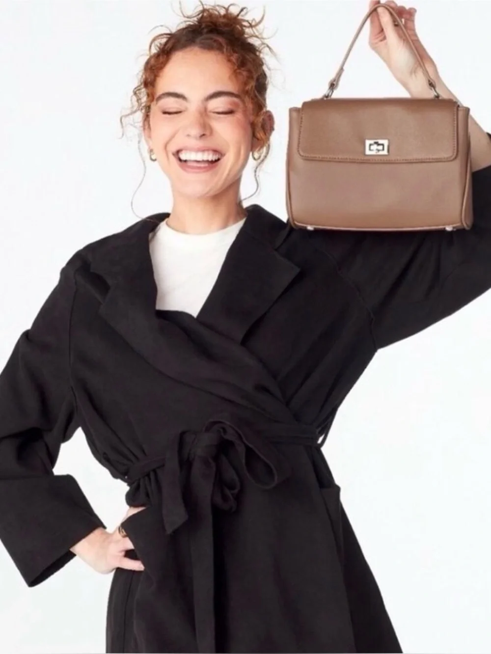 Walter Baker Madeline Bag Brown Vegan Leather Kelly Style Top Handle Purse